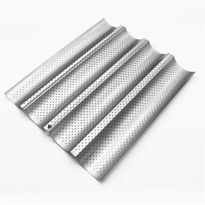 Hot Selling Perforated 3-Slot Molds Heat-Resistant Baguette Baking Tray French Bread Pan