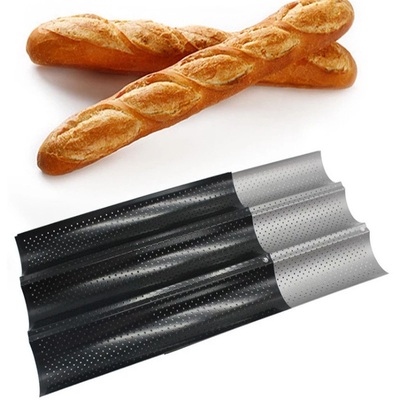 RK Bakeware China Foodservice NSF Moldes perfurados de 3 ranhuras Baguette bandeja de panificação de pão francês