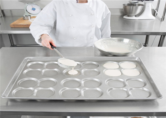 RK Bakeware China Foodservice NSF 24 Mold Aluminizado de aço em aglomerado Hamburger Bun Tray Muffin Top / Cookie Pan