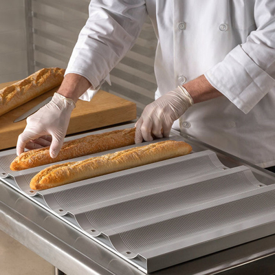 RK Bakeware China Foodservice NSF 5 Loaf Glazed Aluminum Baguette Baking Tray Pão Francês