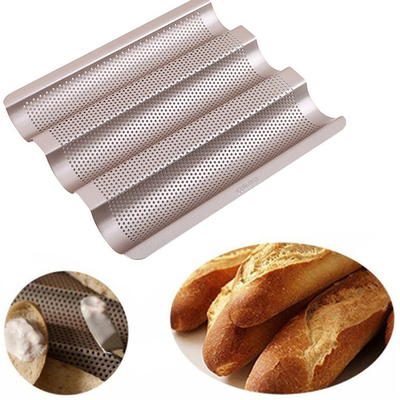 RK Bakeware China Foodservice NSF 5 Loaf Glazed Aluminum Baguette Baking Tray Pão Francês