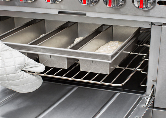 RK Bakeware China-Chicago Metallic 4 Strap Glazed Aluminized Pullman panela de pão Panela de pão 13 &quot;x 4&quot; x 4 &quot;