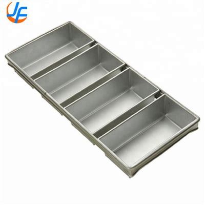 RK Bakeware China- 4 Strap Silicone Glazed Aluminum Loaf Pans/Pullman Pan Pan Set de molde de pão