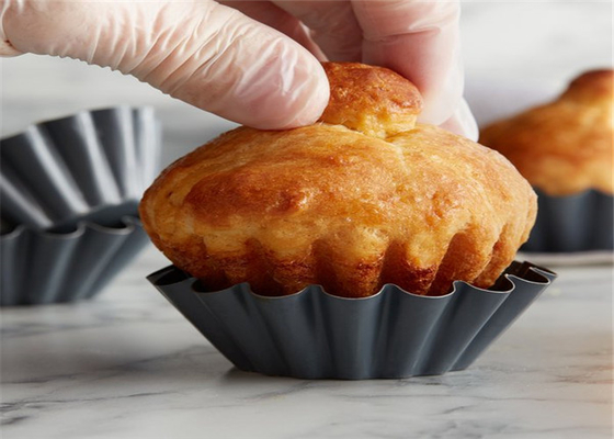RK Bakeware China Foodservice NSF Telfon Nonstick Moldura de bolo de alumínio Mini Fluted Brioche Cake Pan Mold