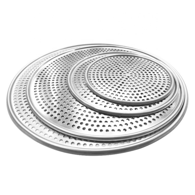 Produtor de bandeja de alumínio de 8 polegadas bandeja de alumínio buracos de círculo forno de metal bandeja de pizza de forno moldura de pizza perfurada