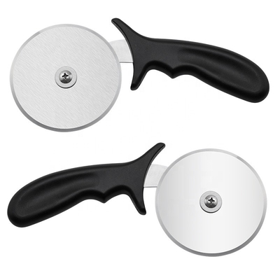 Cortador de roda de pizza de aço inoxidável de 10 cm com alça redonda de plástico