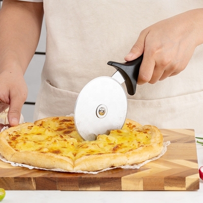 Cortador de roda de pizza de aço inoxidável de 10 cm com alça redonda de plástico