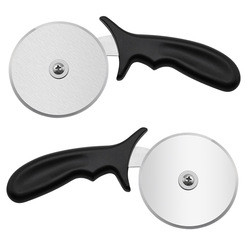 Cortador de roda de pizza de aço inoxidável de 10 cm com alça redonda de plástico