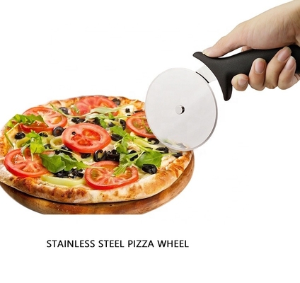 10cm de aço inoxidável 430 cortador de roda de pizza com Pp manuseio redondo cortador de plástico servidor