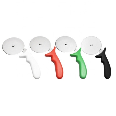 10cm de aço inoxidável 430 cortador de roda de pizza com Pp manuseio redondo cortador de plástico servidor