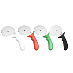 10cm de aço inoxidável 430 cortador de roda de pizza com Pp manuseio redondo cortador de plástico servidor