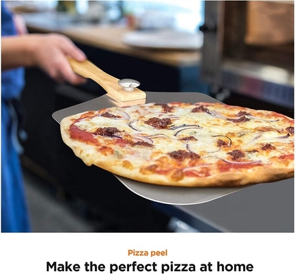 12&quot;*14&quot;*25' Pizza Turning Peel Folhável Mão de Madeira de Alumínio Peel Pizza