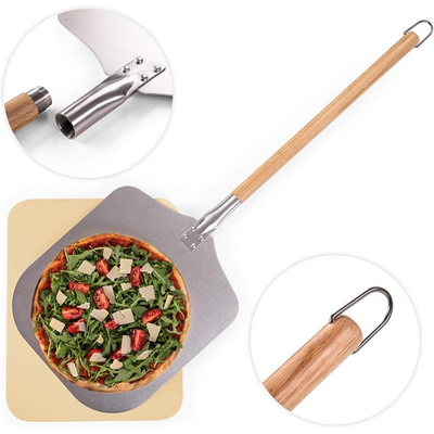 Ferramentas de Forno 83cm Alumínio Pizza Peel com Mão de Madeira Removível Pizza Schep 12x14