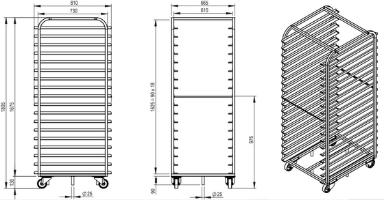 Rk Bakeware China-Rolo de aço inoxidável em 800X600 rack de panificação para Revent Rack Forno