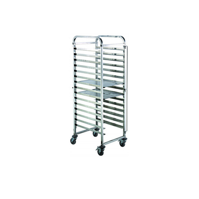 Rk Fabricante de artigos de panificação China-Alumínio 10 Pan Side Load Bun Sheet Pan Rack - montado