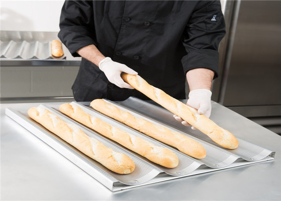 RK Bakeware China Foodservice NSF 5 Slot Alumínio Baguete bandeja de panificação panela de pão francês vidrada